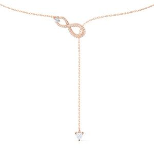 Swarovski Infinity, White, Rose Gold-tone Plated Hyperbola Y Necklace